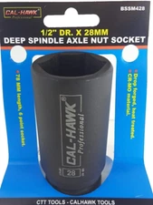 1/2" DR. x28 mm Deep Spindle Axle Nut Socket CR-MO Material 78 mm length 6 point