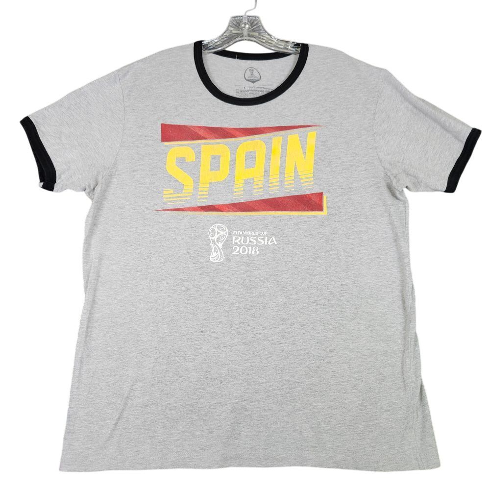 FIFA World Cup Russia 2018 Spain National Team Soccer Ringer T-Shirt Gray Size L