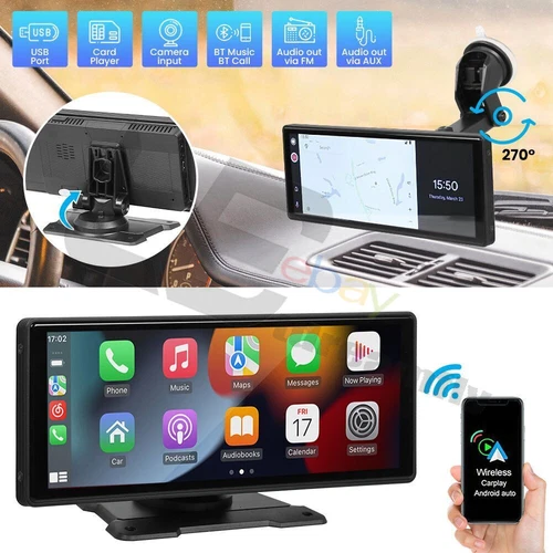 10.26" Zoll Tragbarer Apple CarPlay und Android Auto Wireless Display Autoradio - Bild 2 von 17