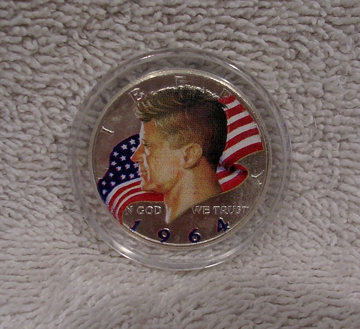 Colorized 1964 Kennedy Half Dollar - Painted on Both Sides Colorized 1964 Kennedy Half Dollar - Painted on Both Sides