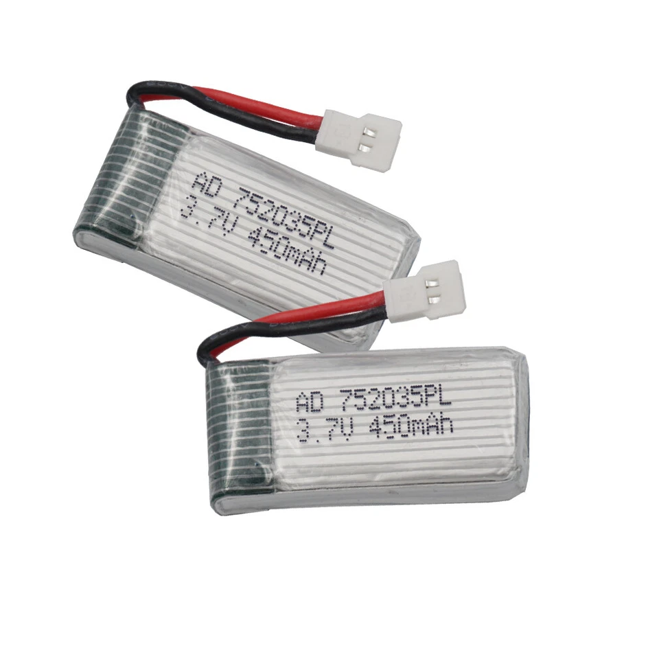XINJ Batería 2 piezas 3.7V 450mAh 25C Li-Po 752035 para X4H1007 F47 F180 UDI Syma RC Drone