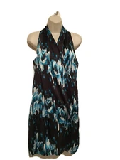 Derek Lam  Halter Dress M  Blue/Black  Pockets, Above Knee front Cross