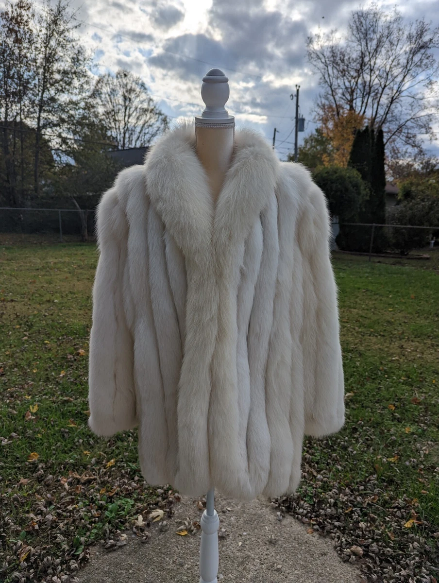 VINTAGE SAGA FOX WHITE FOX FUR COAT SIZE WOMEN'S XL SUPER CLEAN