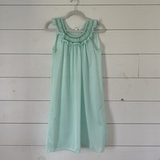 Vintage Unbranded Nylon Nightgown Mint Green Smocking Sleeveless Size M USA