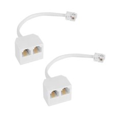 Two Way Telephone Splitters White RJ11 Male to Dual Female 6P4C Splitter Conn...