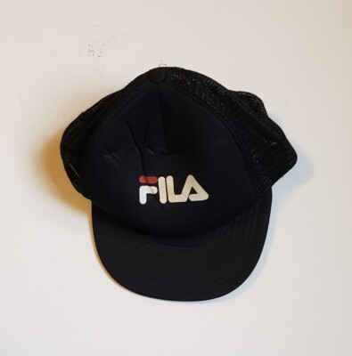 PreOwned Black FILA Heritage Embroidered Logo Cotton Mens Woman Cap Hat San 