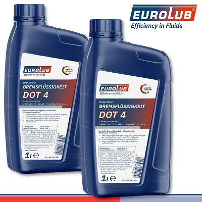 EuroLub 2 x 1 l Bremsflüssigkeit DOT4 Brake Fluid DOT4  ISO 4925 (Class 4)