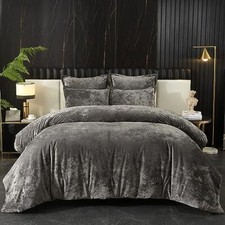 Crushed Velvet Comforter Set Lightweight Comforter Set, 5pcs Ultra Queen Grey