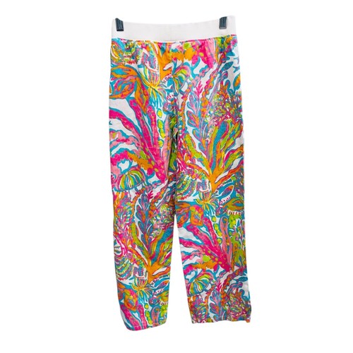 Lilly Pulitzer Scuba To Cuba Linen Beach Pants Kids Girls Large Colorful Pull On - Picture 2 of 7