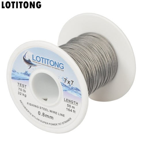 70lb-368lb Pesca Filo Acciaio Linee Pesca 7x7 49 Fili Super Morbide Linee Filo - Foto 22 di 27