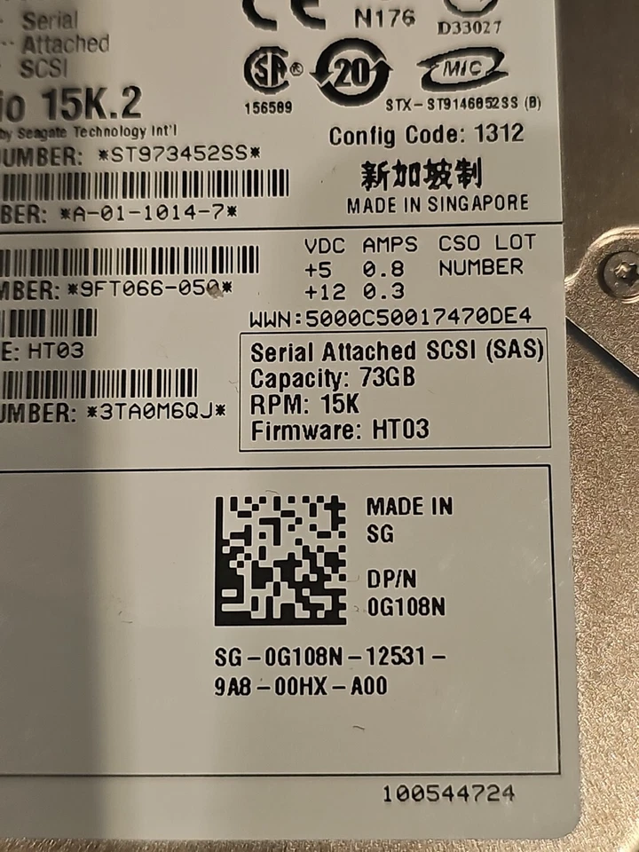 NEW Dell Seagate 73GB 15K SAS 2.5″ Server Hard Drive G108N 0G108N  ST9734552SS - Image 3 of 4