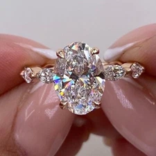 3.40CT Oval Cut Lab Grown Diamond Hidden Halo Engagement Ring In 14k Yellow Gold