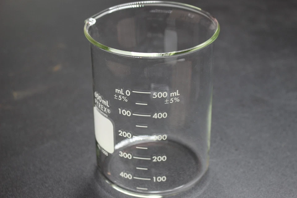 PYREX грифон низкой формы 600 мл стакан двойной масштаб градуированный 1000-600 Corning новый - Изображение 2 из 4