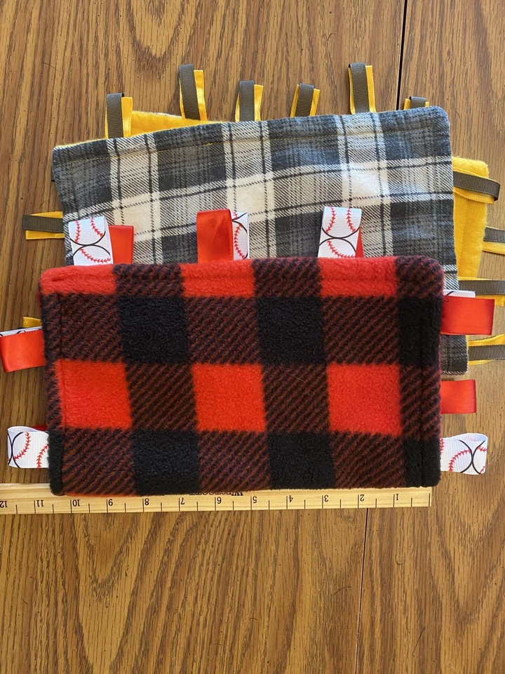 Baby Lovey 2 Mantas de Seguridad Cinta Algodón Vellón Niño Hecho en Casa Foto 2 de 4