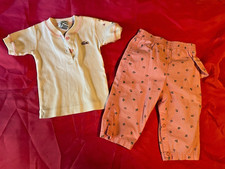 Baby girl vintage 80s Izod Lacoste w/ henley shirt and pink bottom set, 12M