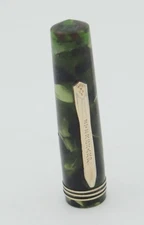 Eversharp Round Doric Green Marble & Gold Fountain Pen Cap - Part - 1930s