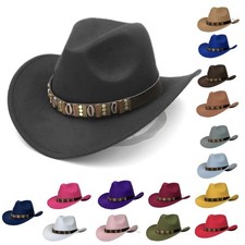 Western Cowboy Hat Wide Brim Ranch Rodeo Cowgirl Festival Boho Costume Hat