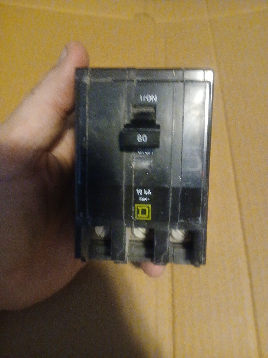 Square D 80 Amp Bolt-On Circuit Breaker, 3-Pole, 240V AC, QOB380