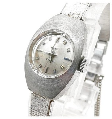 [Rare] RADO Manual winding 21 stones Cut glass Oval Genuine belt Working item