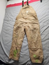 Carhartt Canvas Double Knee Bib Overalls Mens Sz 40x30 Brown Workwear 102776 211