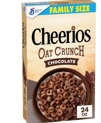 Cheerios Oat Crunch Chocolate Breakfast Cereal Whole Grain, Family Size, 24 oz