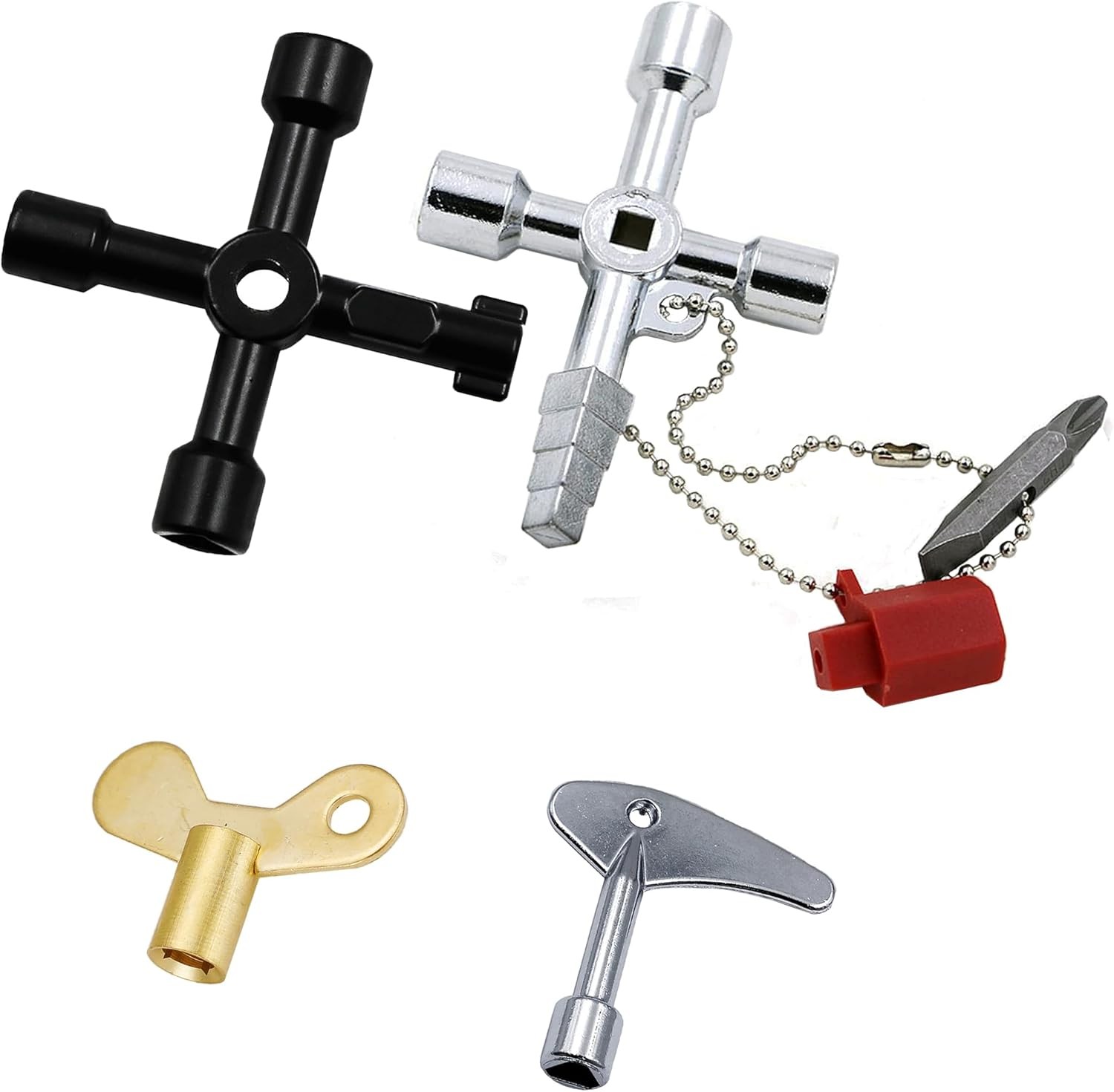 4 Pcs Utility Key Kit, Workshop Assortment Radiator Meter Box Keys, 4/7-Way Mul