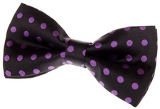 Classic Polka Dots Woven Microfiber Pre-tied Bow Tie 5" Black With Purple Dots