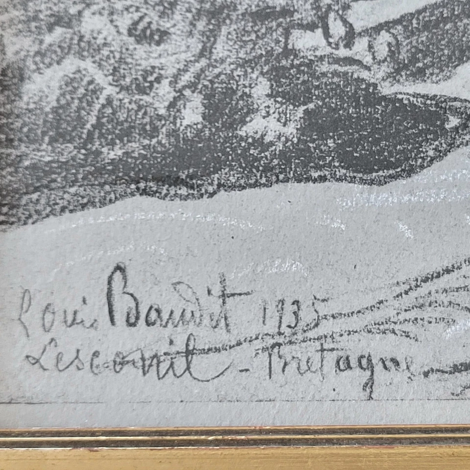 Louis Baudit Lesconil Bretagne 1935 Lithographie N° 1/12 Encadrée 51cm - Photo 2/4