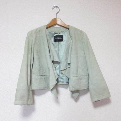 MAX&Co. Lamb Leather Short Jacket, Size 38, Light Green, 6449813 Women USED