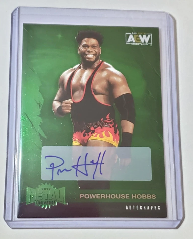 POWERHOUSE HOBBS 2022 AEW METAL UNIVERSE GREEN PRECIOUS METAL GEMS AUTO /10 - Image 4 of 4