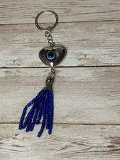 NEW Blue Evil Eye Triangle Keychain Blessing Protection with Tassel New