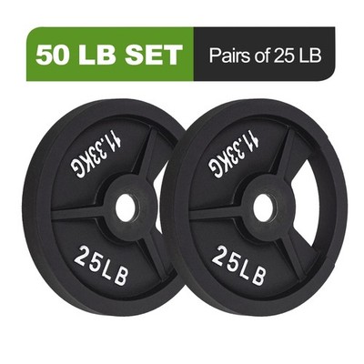 2-Inch Olympic Cast Iron Weight Plates Set, 50 LB Set (2×25 LB) 
