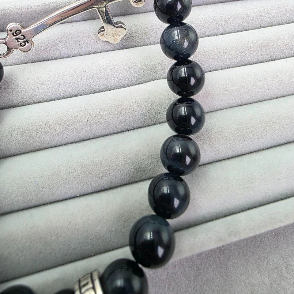 KING BABY Bracelet Cross SV925 Blue Tiger Eye USA Stone Bracelet  Silver 925 - Image 4 of 4