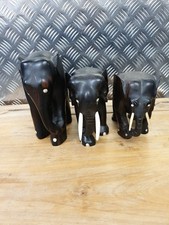 Vintage Coromandel Ebony Carved Indian Elephant Figurine Antique Genuine