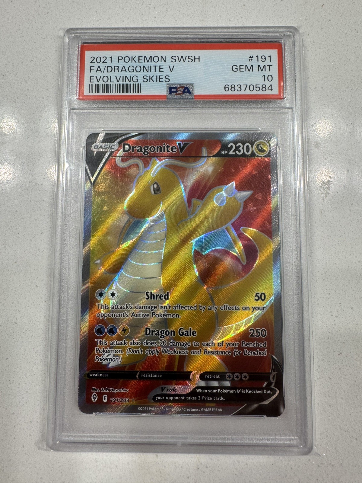 2021 Dragonite V #191 Evolving Skies PSA 10 Pokemon Card