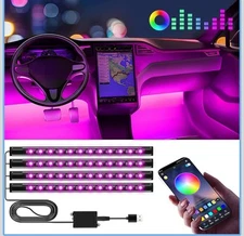 Winzwon Car LED Interior Lights, App Control,USB Port Car Accessories