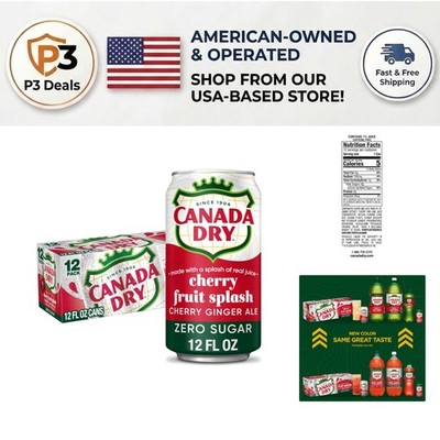 Flavorful Zero Sugar Cherry Ginger Ale Cans - 12 Fl Oz, Perfect for Cocktails