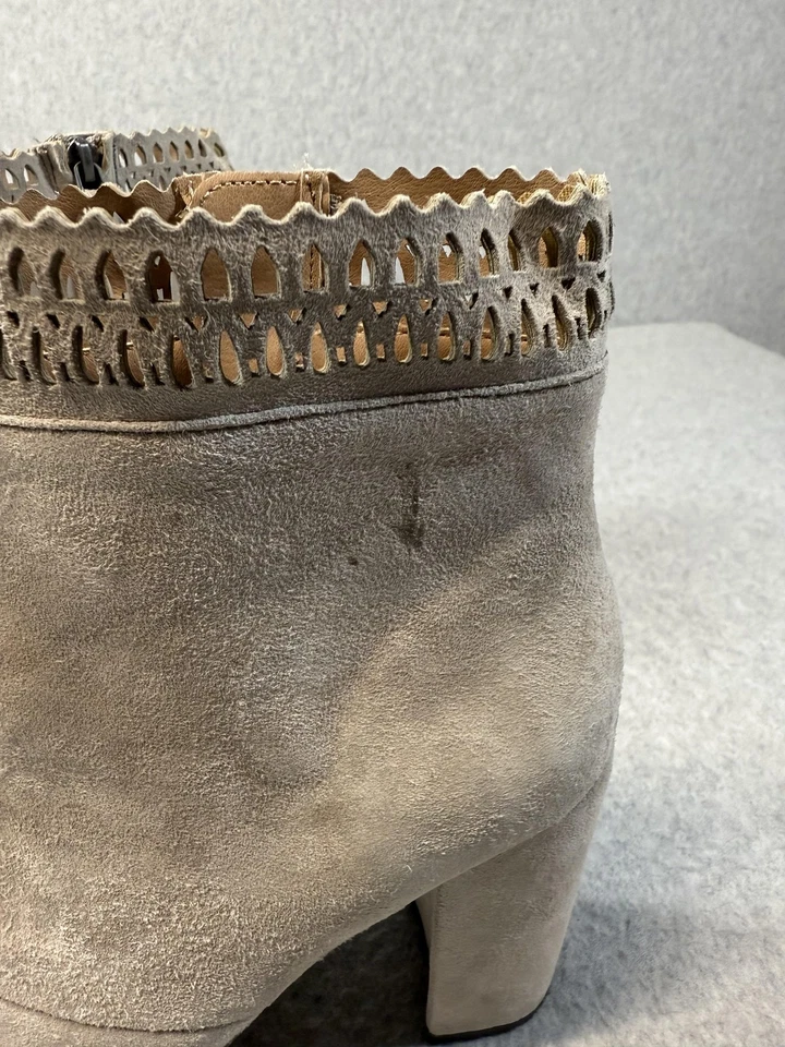 Joe's Jean Botas Mujer Talla 7 Taupe Gamuza Recorte Tacón Bloque Botines al Tobillo Foto 3 de 4