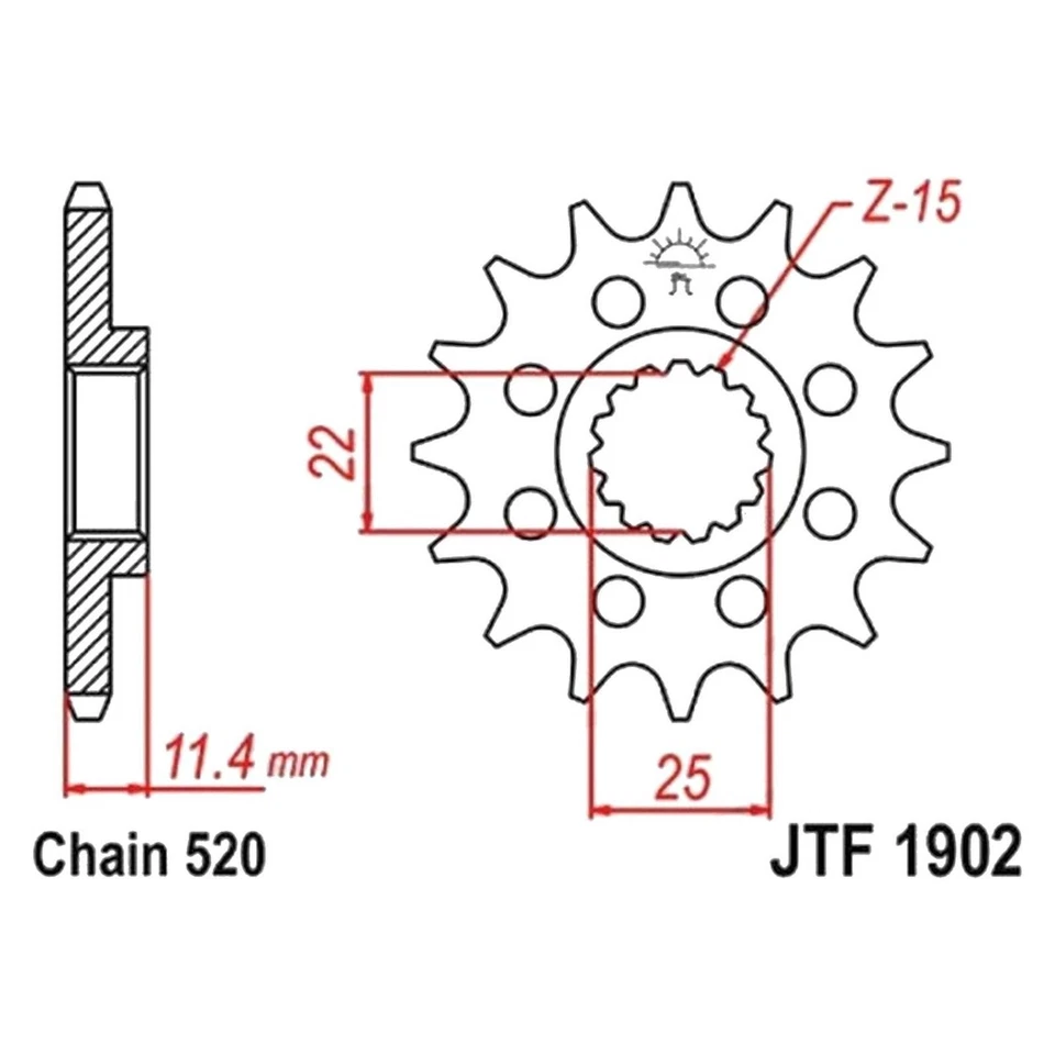 Pignone 14 denti per KTM SXC 540 anno 1998 di JT-sprockets - Immagine 2 di 4