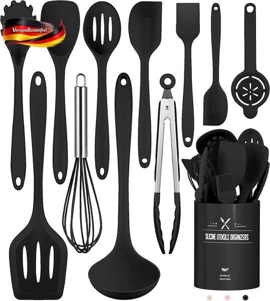 KüChenhelfer Set 12-Tlg. Silikon Kochutensilien HitzebestäNdig SpüLmaschinenfest-image