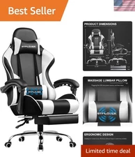 Sturdy Snow White Gaming Chair with Footrest & Metal Frame for Ultimate Comfort