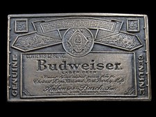 RK07125 VINTAGE 1970s  GENUINE BUDWEISER  BEER ADVERTISEMENT BELT BUCKLE