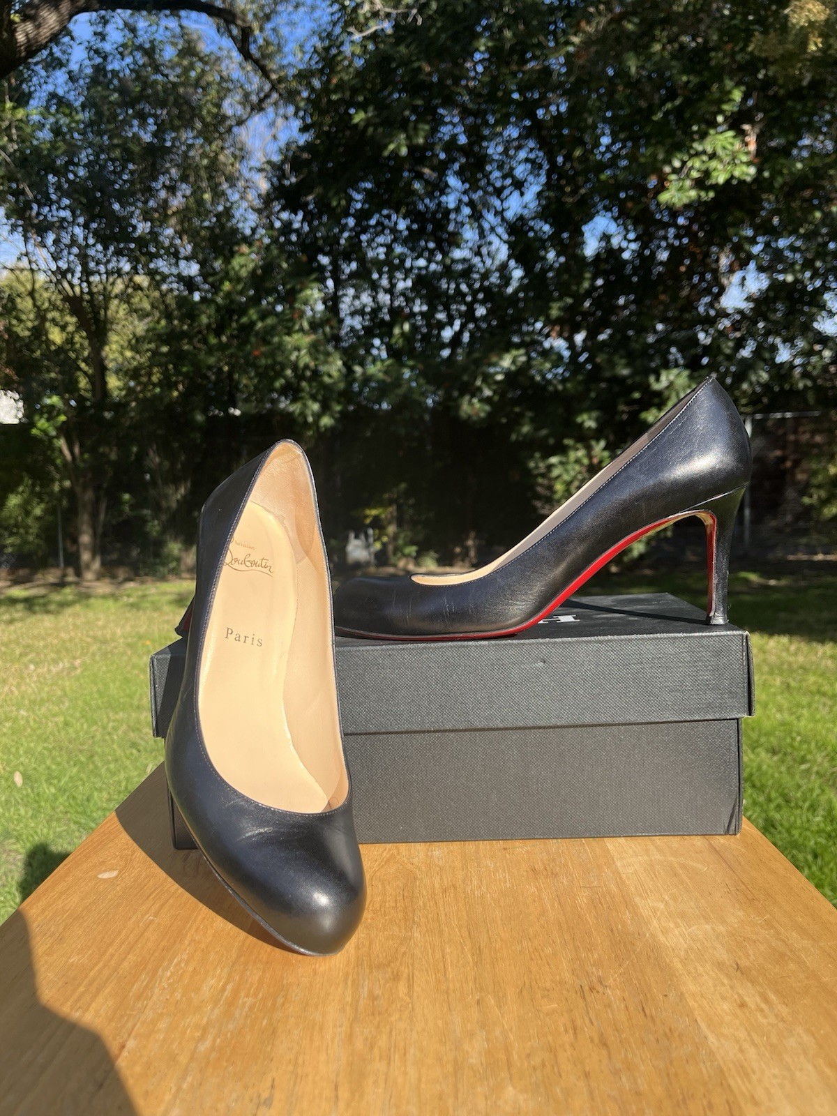 Christian Louboutin Black Simple Pump 38 85mm Heels “Red Bottoms” Authentic