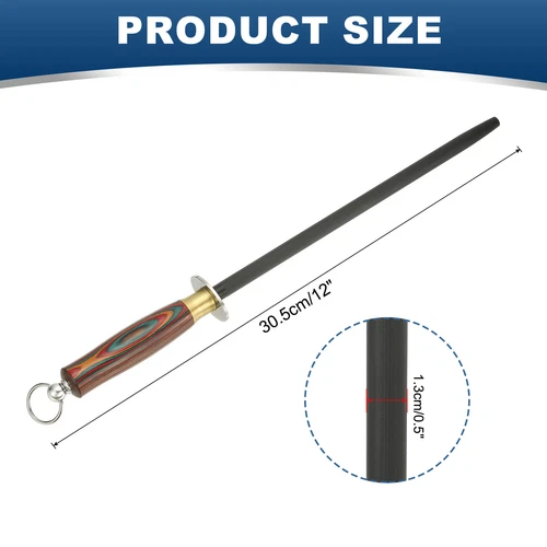 Honing Steel,12 Inch Sharpening Steel Honing Rod, Black - Picture 2 of 5