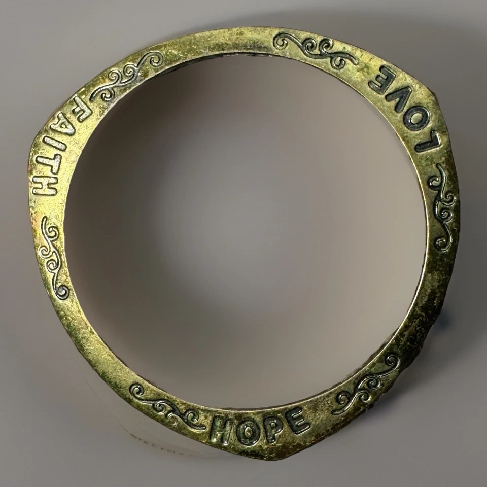 Juego de 2 Pulseras Forma Triángulo Latón Grabado Estampado LOVE HOPE FE Brazaletes Foto 4 de 4