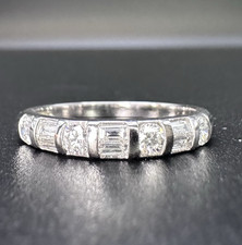18ct White Gold Baguette & Round Diamond Band New with Box Size M RRP £2975 ER45