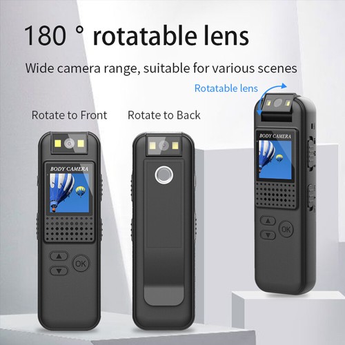 Body Camera with Audio & Video Recording 1080P Body Cam 180° Rotating Lens V3R8 - Picture 5 of 12