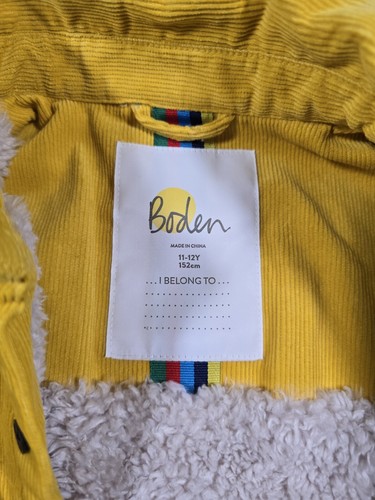 Boden Kids Corduroy Button Up Shacket Sz 11-12Y Yellow Lined Outdoor Barn - Picture 3 of 8