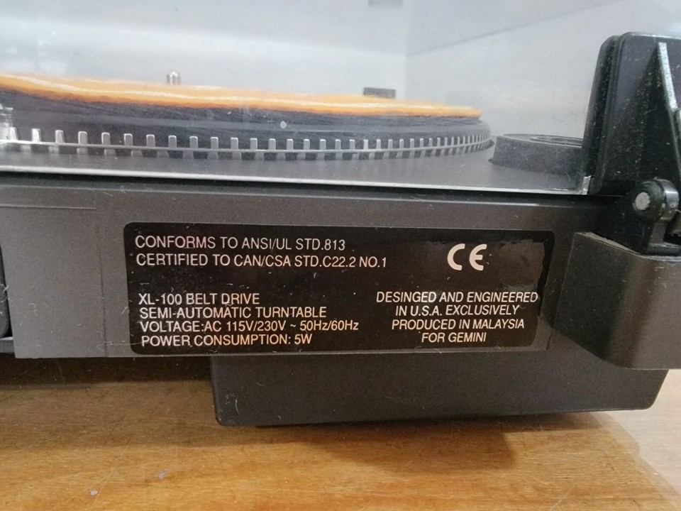 Turntable Gemini XL100 SemiAutomatic Belt Drive 115V. 230V 50Hz/60Hz. READ eBay