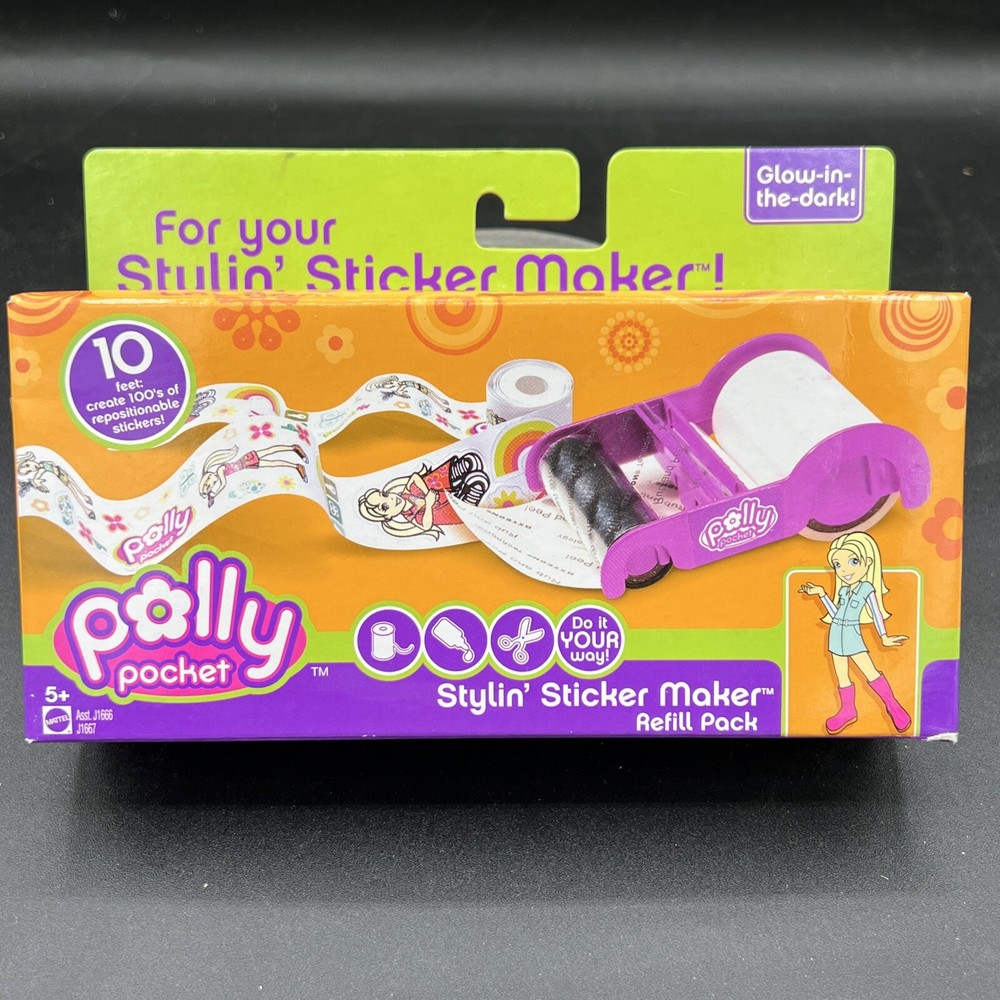 2005 Polly Pocket Mattel #J1667 STYLIN' STICKER MAKER Refill Pack GLOW IN DARK